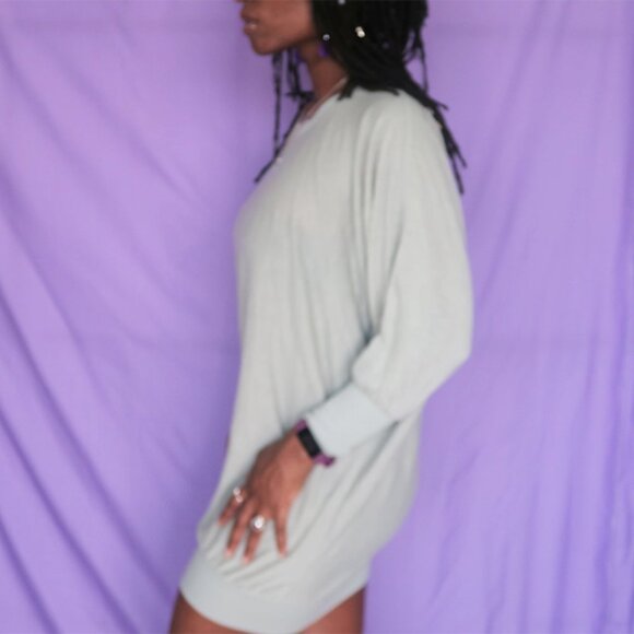 Batwing dolman sleeve sweater dress in sage green - Picture 4 of 4